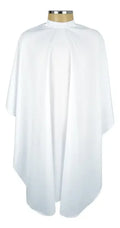 Capa blanca de tela cuello elástico abotonado