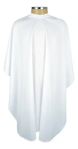 Capa blanca de tela cuello elástico abotonado